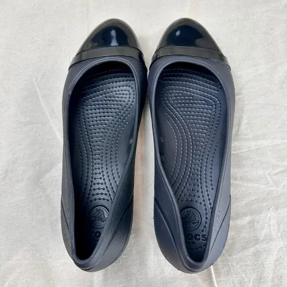 Crocs Women's Ballet Flats Black Size 8 Slip-On Round Toe Comfortable Shoes - Picture 5 of 8